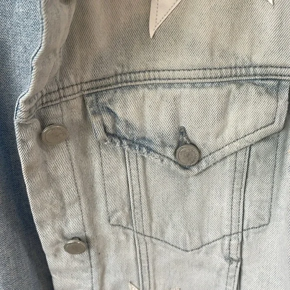 Blank NCY Casual Encounter White Star light wash Denim Jean Jacket trucker sz L - Picture 4 of 14